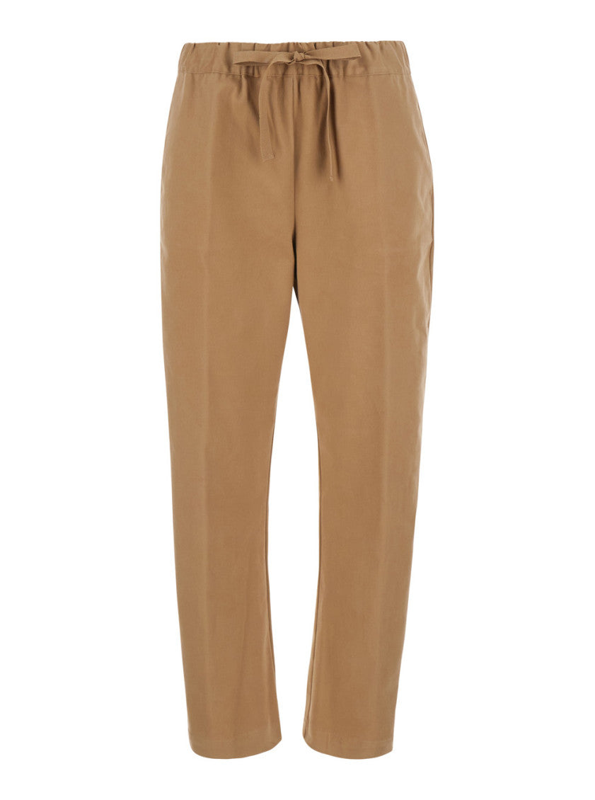 Beige Relaxed Drawstring Pants 1