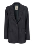 Grey Stripes Notched Lapel Blazer 1