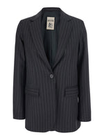 Grey Stripes Notched Lapel Blazer 1