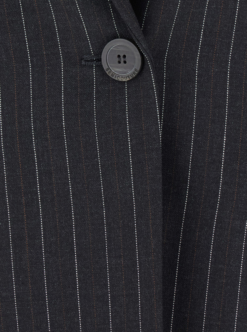 Grey Stripes Notched Lapel Blazer 3