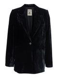Black Solid Notched Lapel Blazer 1