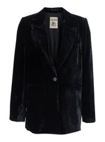 Black Solid Notched Lapel Blazer 1