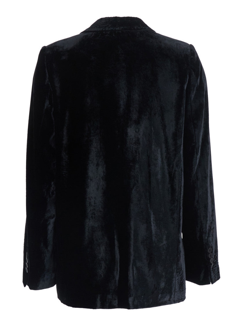 Black Solid Notched Lapel Blazer 2