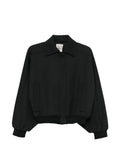 Black Solid Shirt Collar Jacket 1