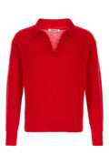 Red V Neck Polo Sweater 1