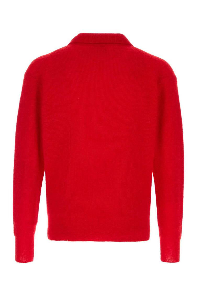 Red V Neck Polo Sweater 2