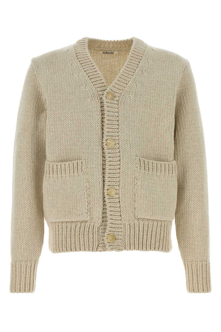 Off White V Neck Cardigan 1