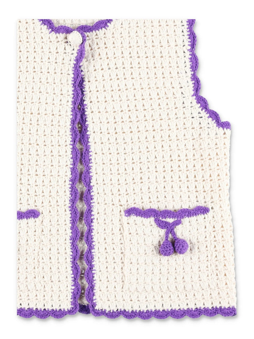 Girls White Knitted Cardigan 3