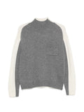 Grey Color Block Mock Collar Sweater 1