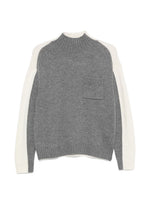 Grey Color Block Mock Collar Sweater 1
