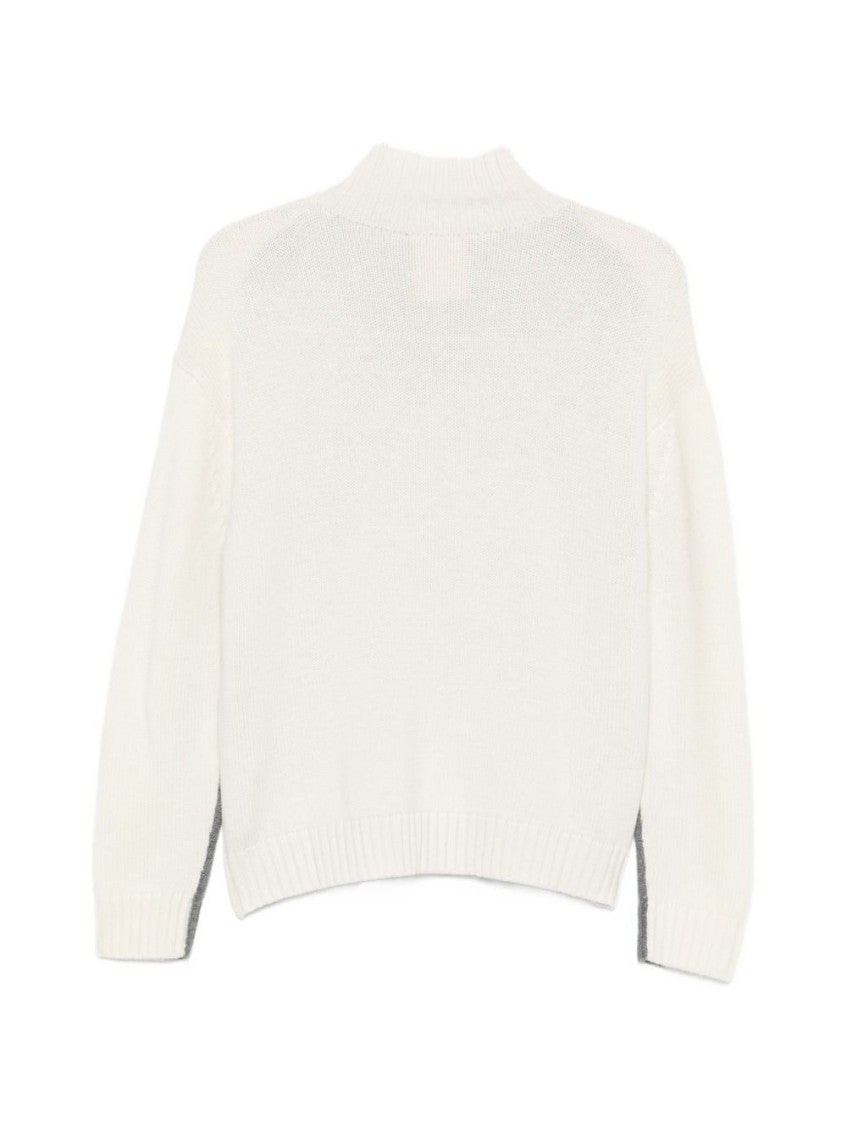Grey Color Block Mock Collar Sweater 2