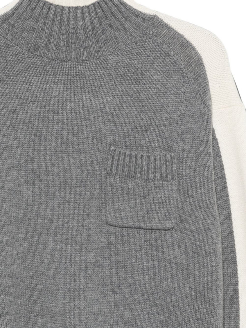 Grey Color Block Mock Collar Sweater 3