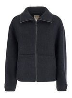 Grey Solid Shirt Collar Jacket 1
