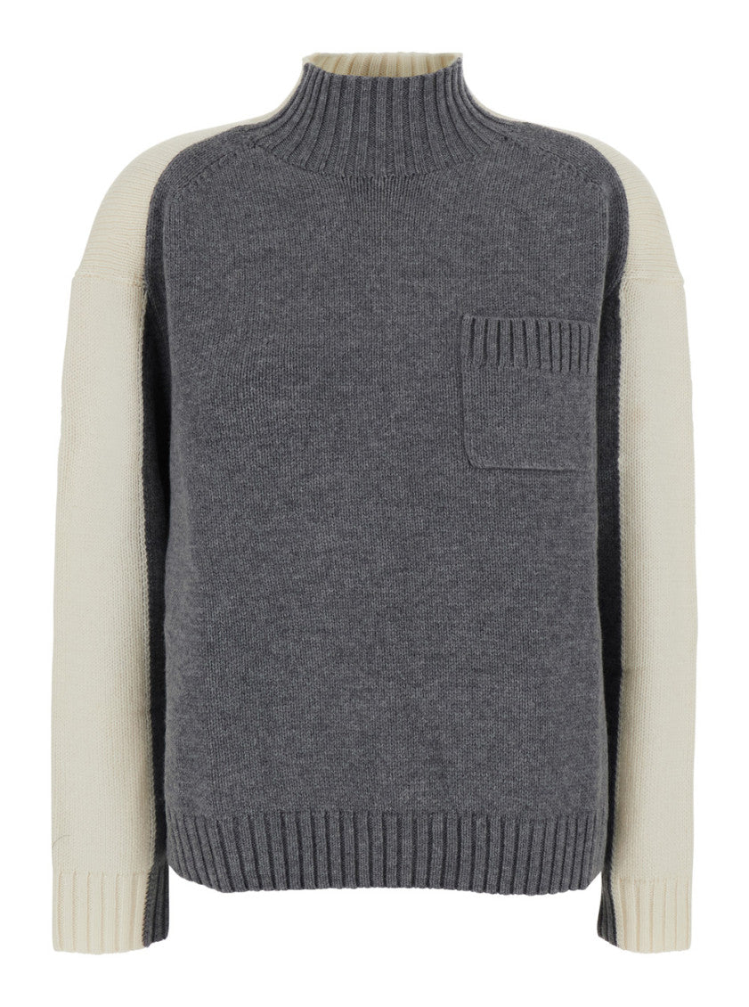 Grey Color Block Turtle Neck Sweater 1