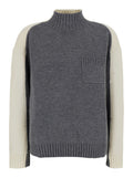 Grey Color Block Turtle Neck Sweater 1