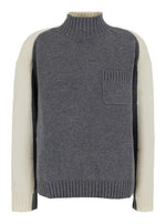 Grey Color Block Turtle Neck Sweater 1