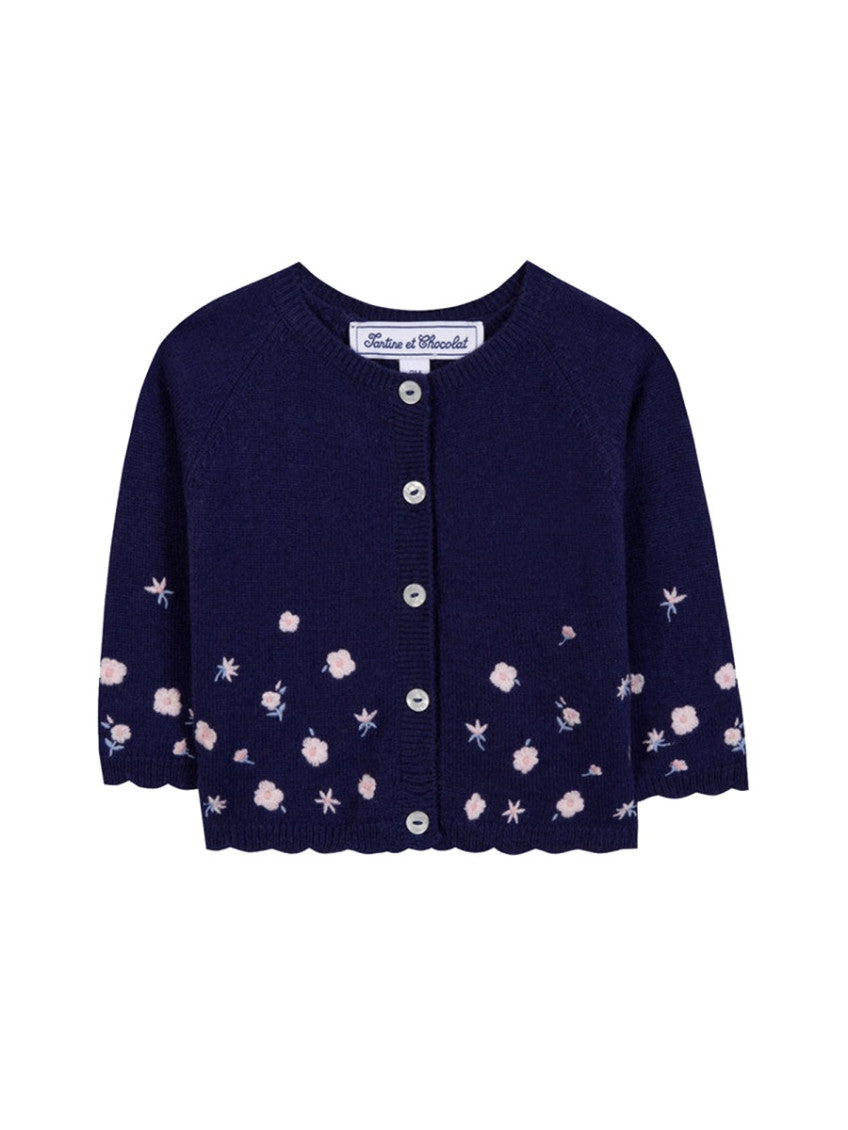 Baby Girl Navy Blue Floral Cardigan 1