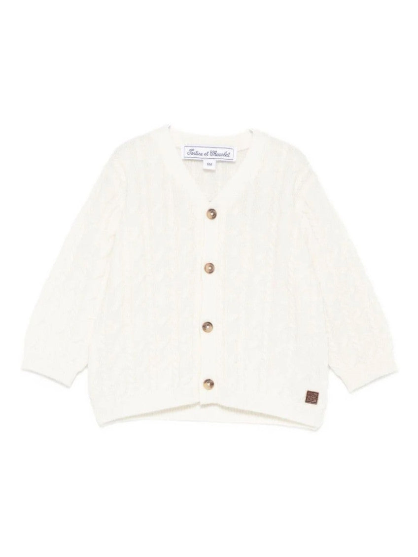 Baby Boy White Knitted Cardigan 1