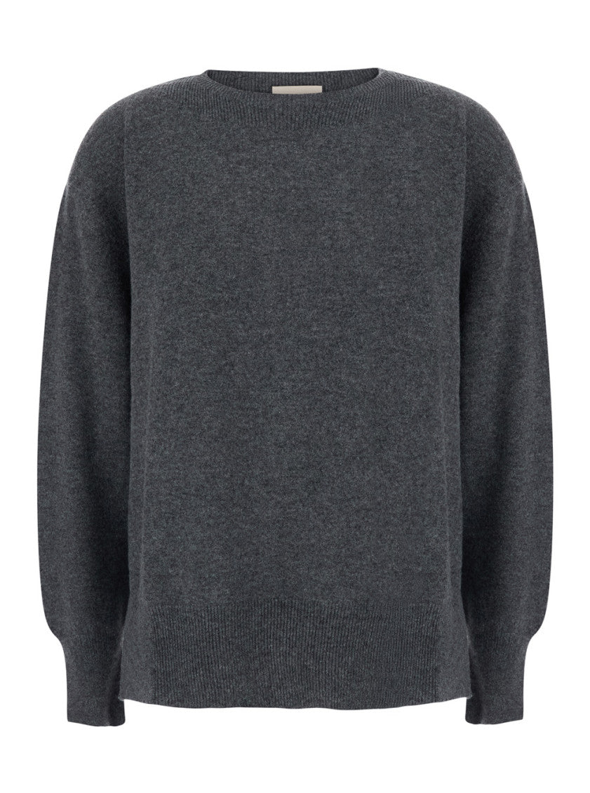 Grey Knitted Round Neck Sweater 1