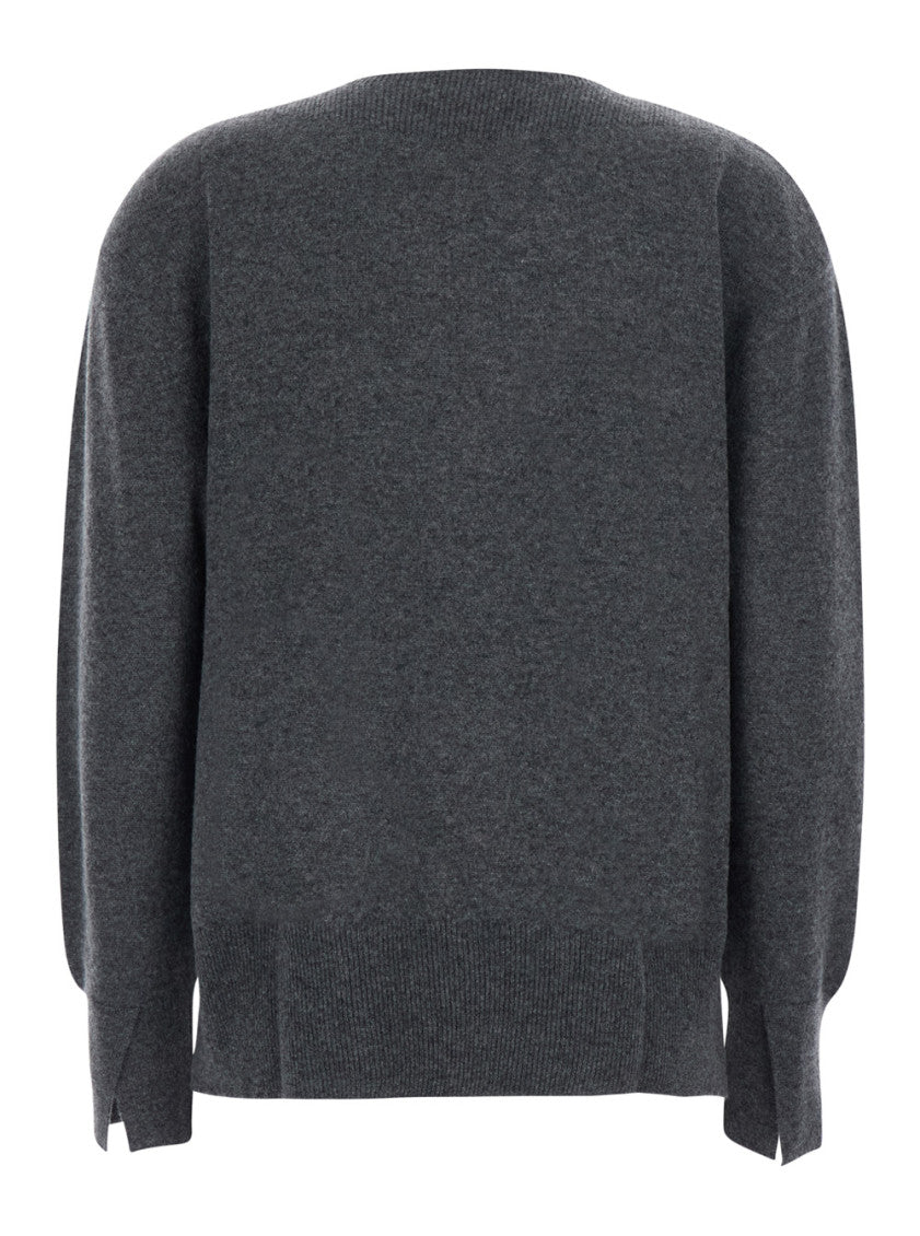 Grey Knitted Round Neck Sweater 2