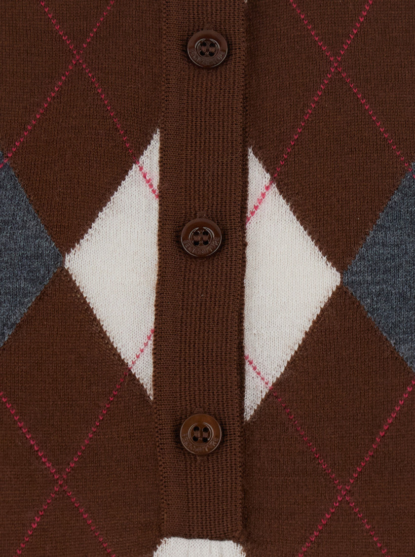 Brown Geometric Polo Collar Sweater 3