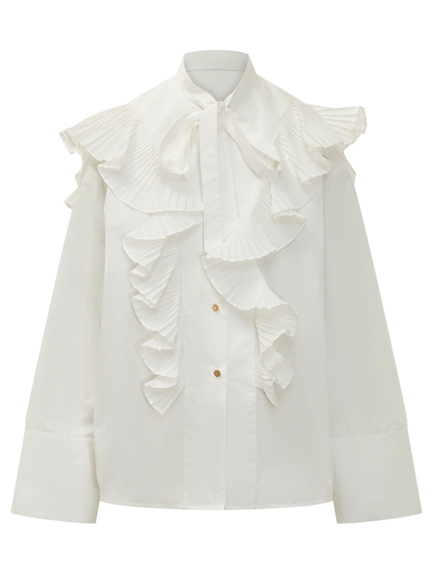 White Regular Pleated Shirt 1
