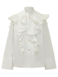 White Regular Pleated Shirt 1