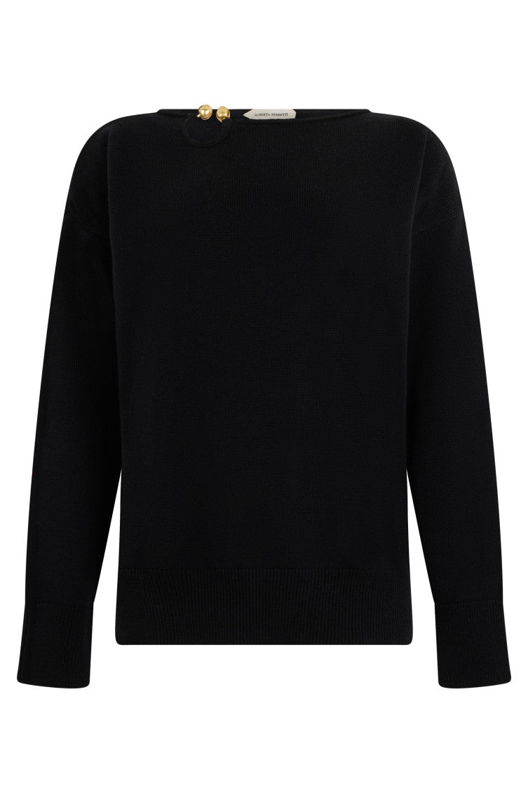 Black Boat Neck Sweater 1
