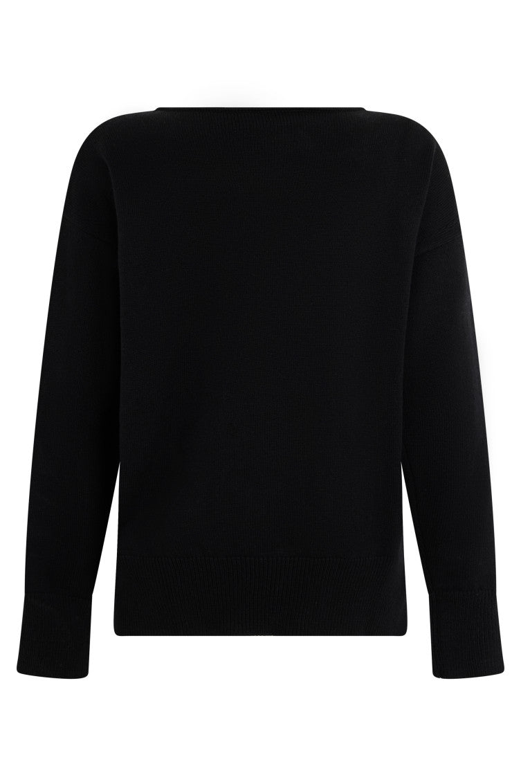 Black Boat Neck Sweater 2