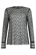 Black Polka Dot Round Neck Top 1