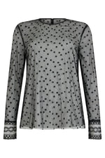 Black Polka Dot Round Neck Top 1