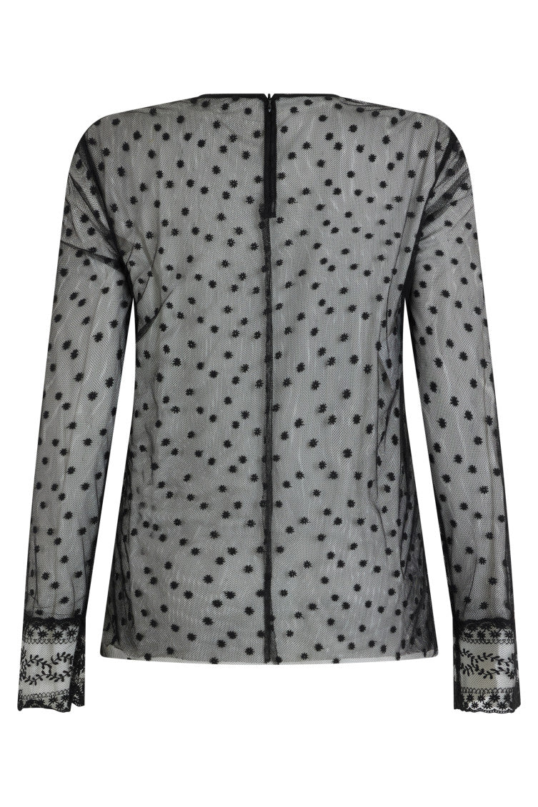 Black Polka Dot Round Neck Top 2