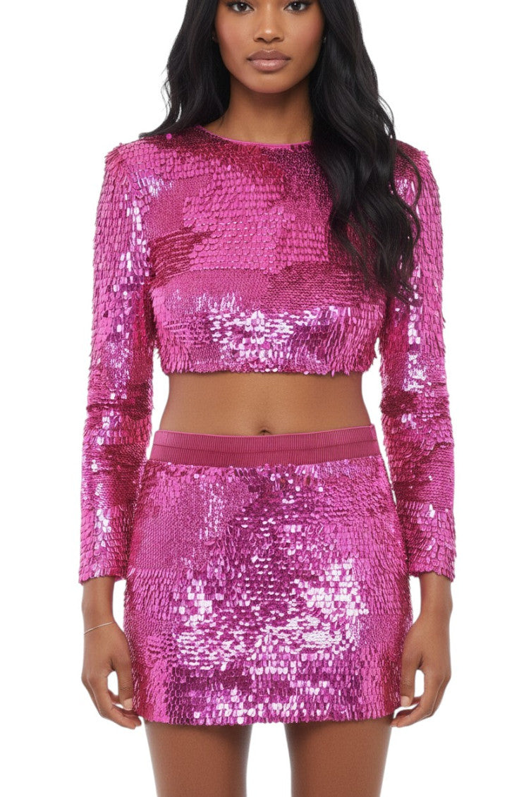 Pink Embellished Crew Neck Top 1