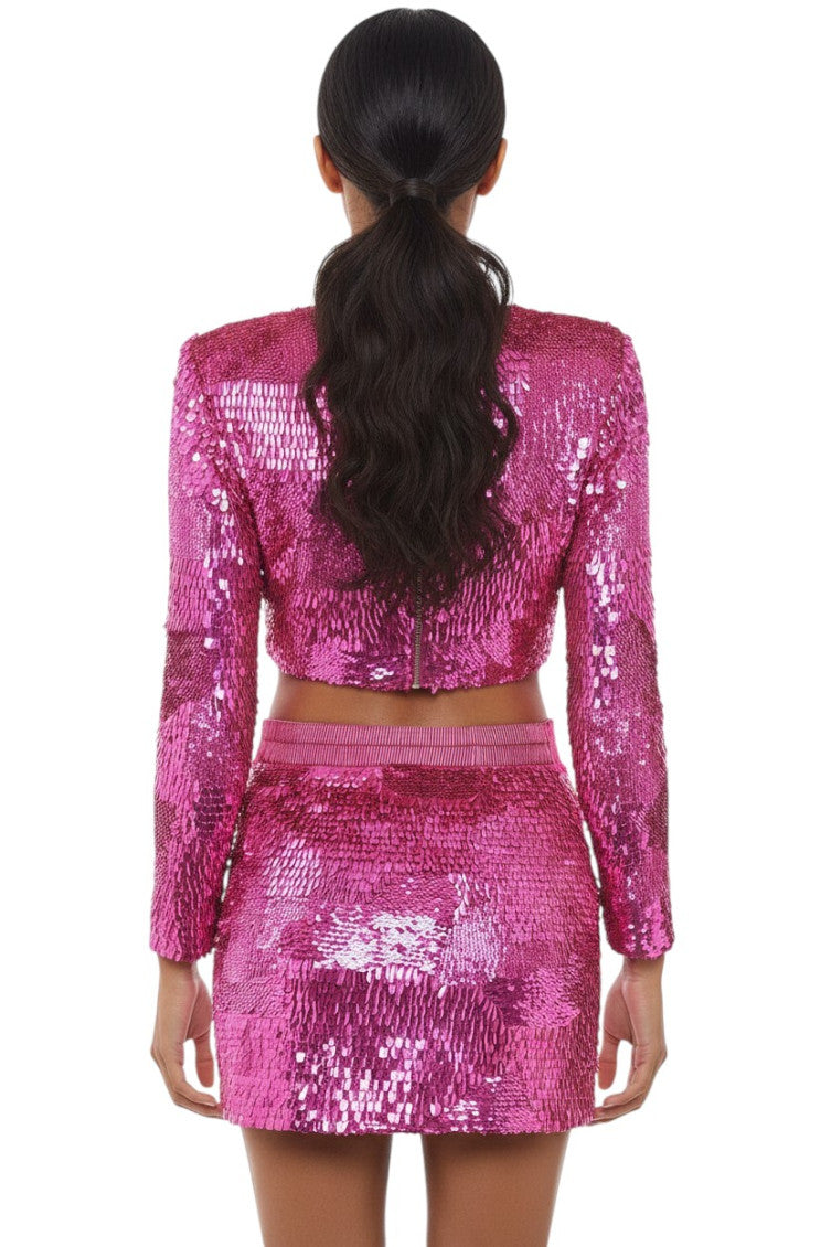 Pink Embellished Crew Neck Top 2
