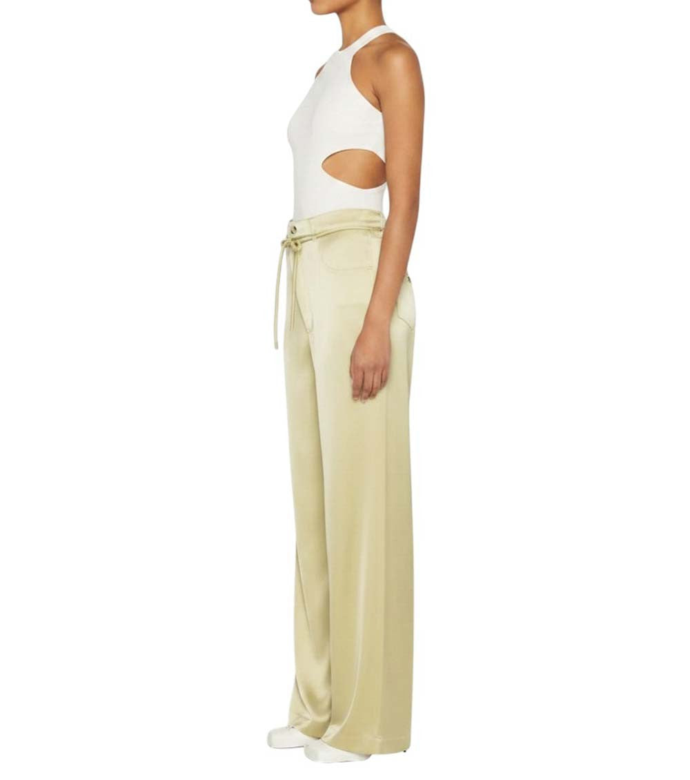 Green Loose Flat Front Pants 2