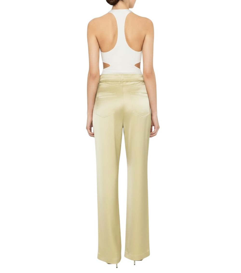 Green Loose Flat Front Pants 3