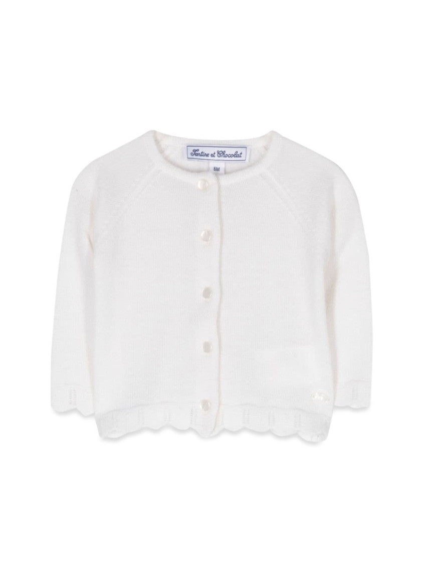 Baby Girl White Textured Cardigan 1