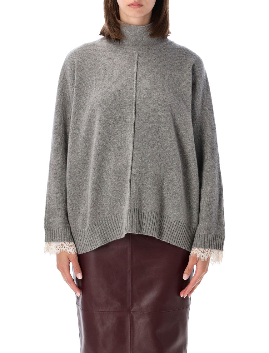 Grey Mock Collar Sweater 1