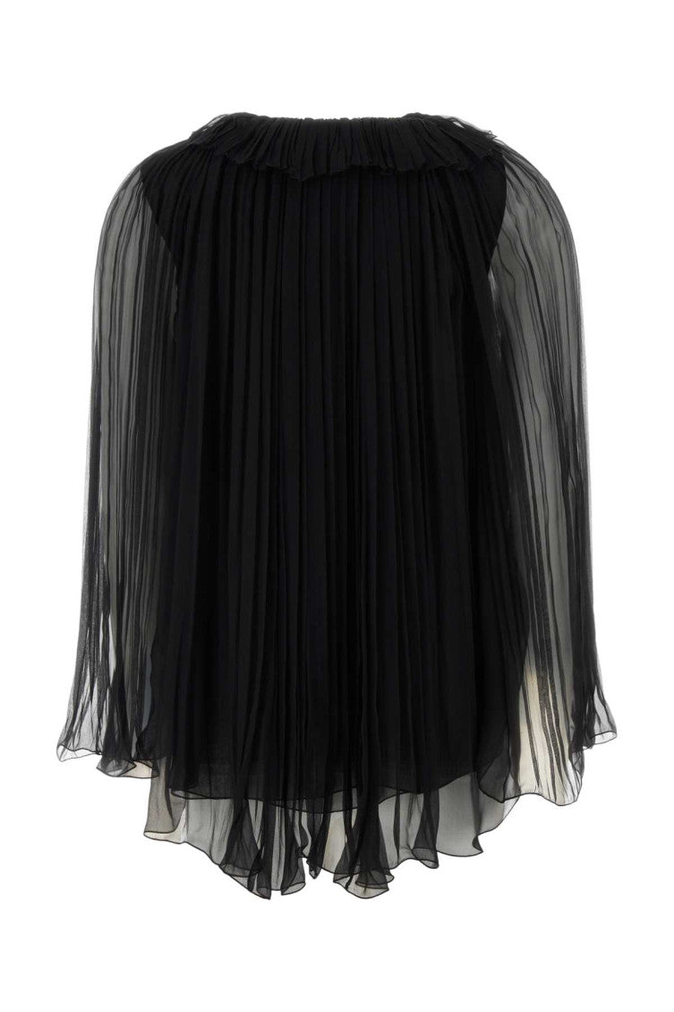 Black Pleated V Neck Top 2