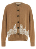 Brown Lace Crew Neck Cardigan 1