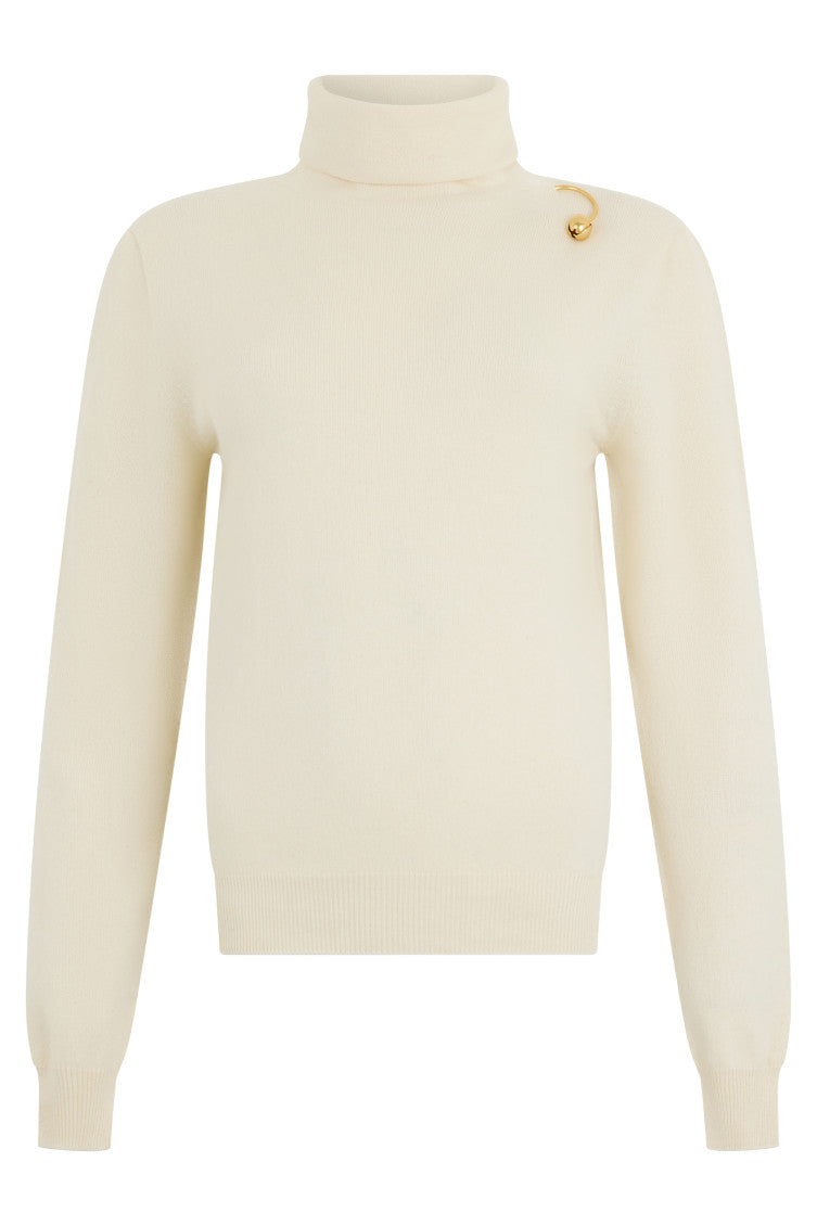 Off White Knitted Turtle Neck Sweater 1