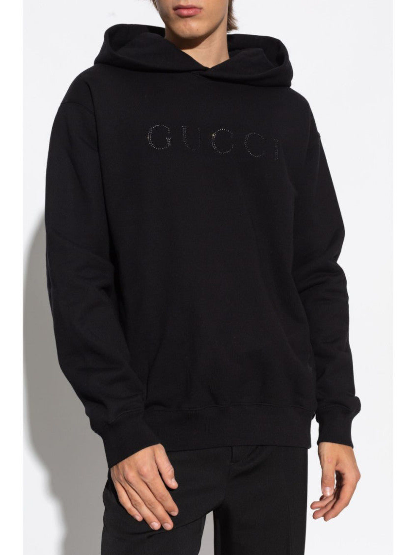 Black Rhinestone Logo Hoodie 4