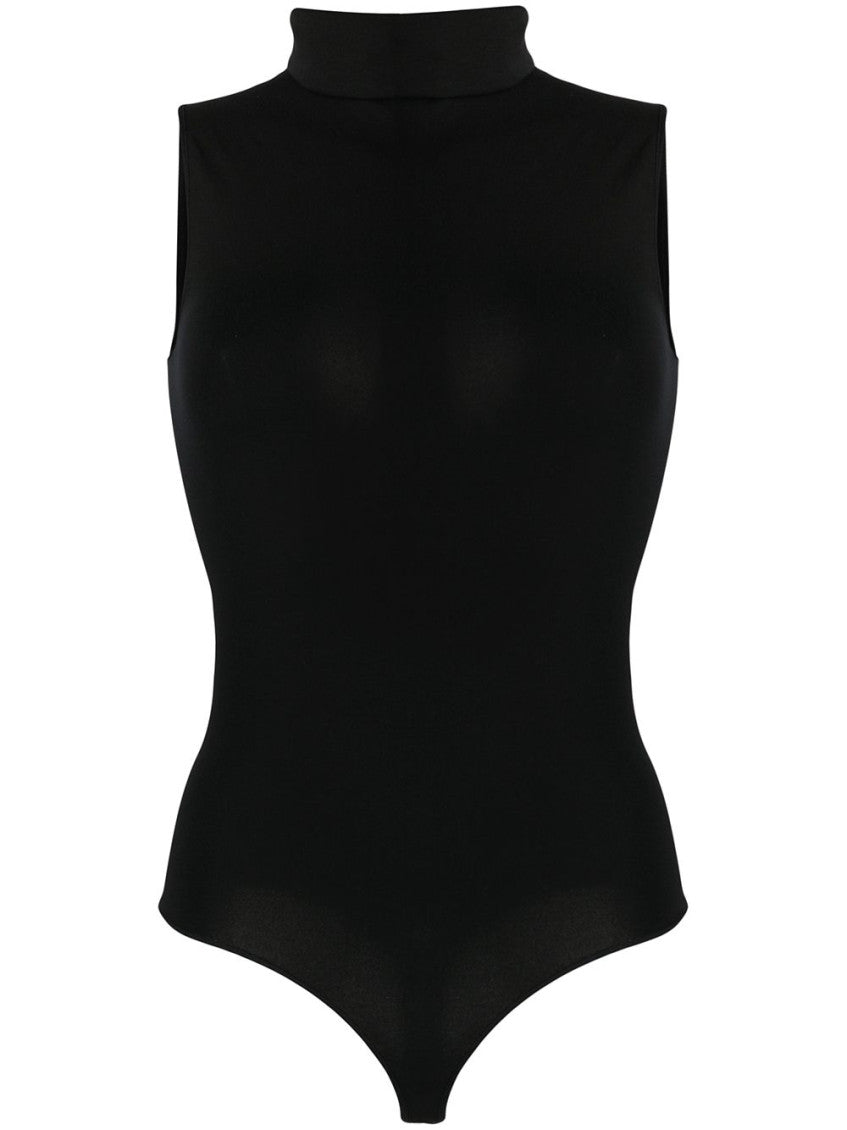 Black High Neck Viscose Bodysuit 1