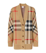 Beige Beige Check Motif Wool Cardigan 1