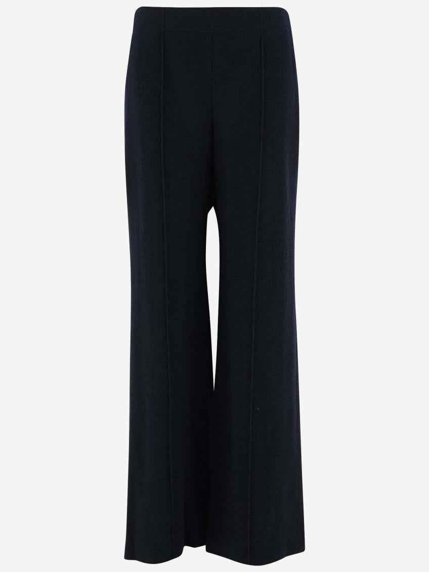 Navy Blue Navy Blue Flared Pleated Pants 2