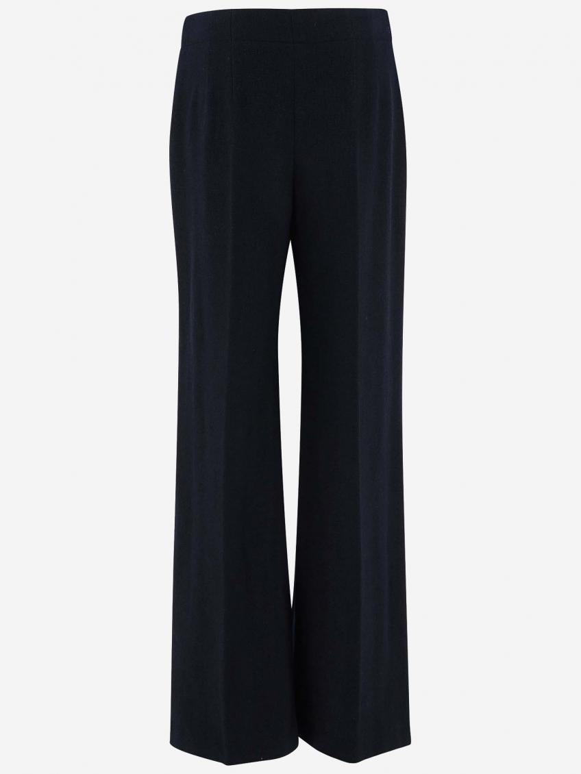 Navy Blue Navy Blue Flared Pleated Pants 3