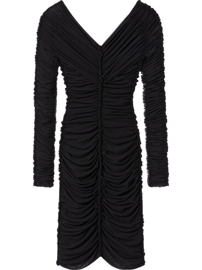 Black V-neck short dress 1