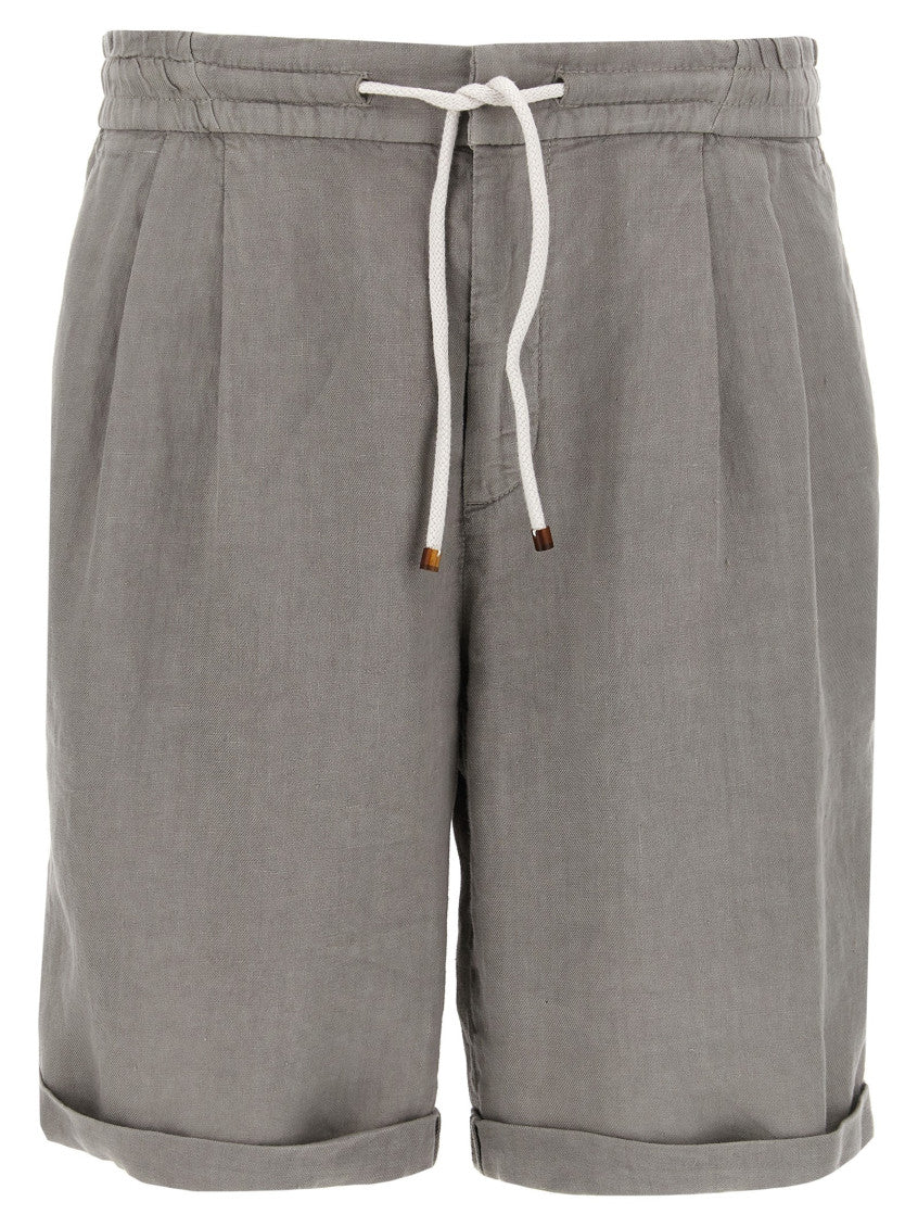 Grey Linen bermuda shorts 1