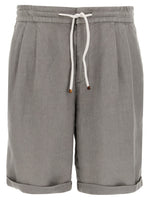 Grey Linen bermuda shorts 1
