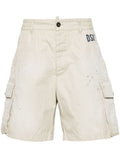 Beige paint splatter-detail cargo shorts 1